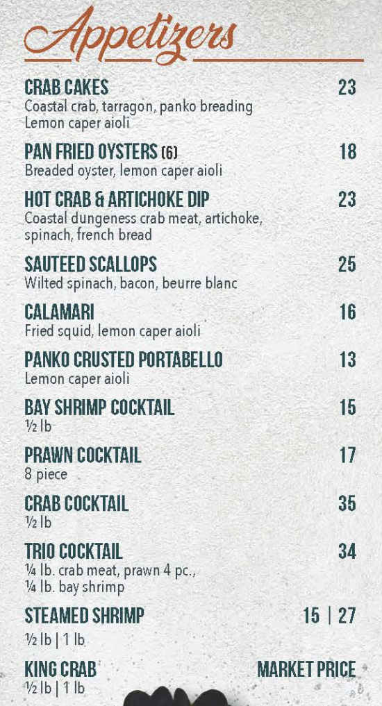 Island Grille menu page 1