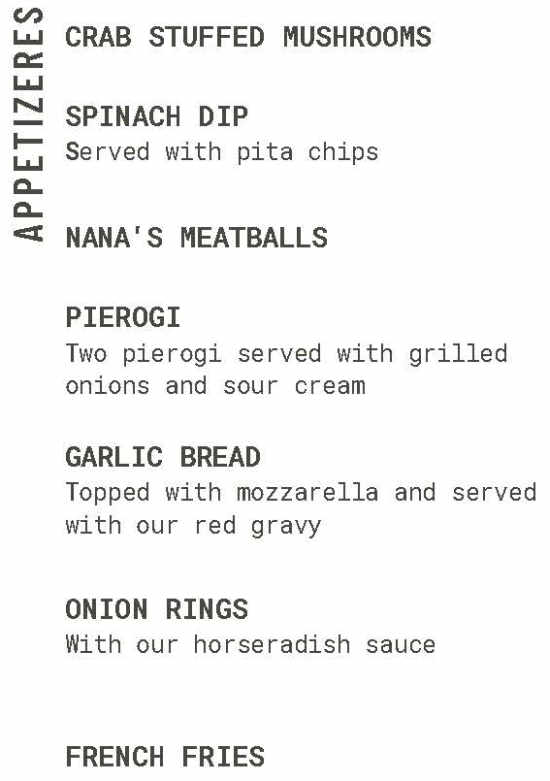 Miazga's menu page 1