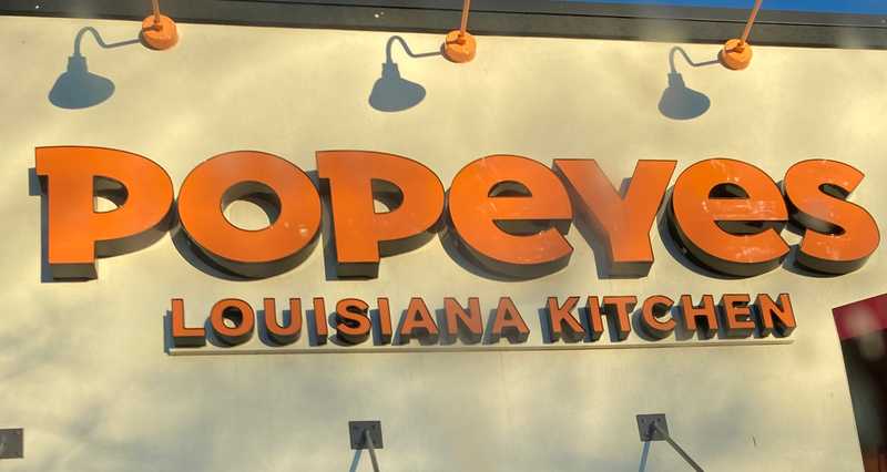 Page 1 of menu, Popeyes Louisiana Kitchen Tuscaloosa, AL